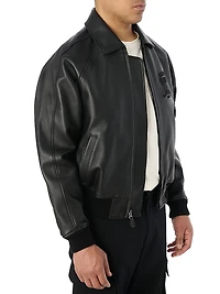 Black Icon Leather Bomber Jacket