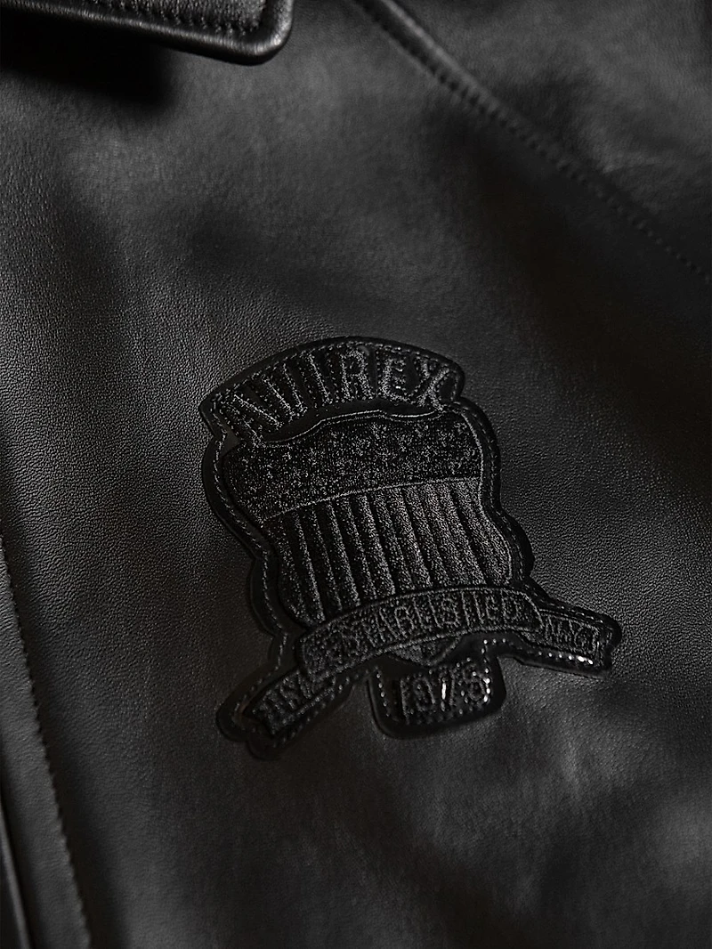 Black Icon Leather Bomber Jacket