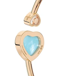 Happy Hearts 18K Rose Gold, 0.19 TCW & Turquoise Mother-Of-Pearl Cuff