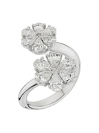 L´Heure Du Diamant 18K White Gold & 2.39 TCW Diamond Flower Bypass Ring