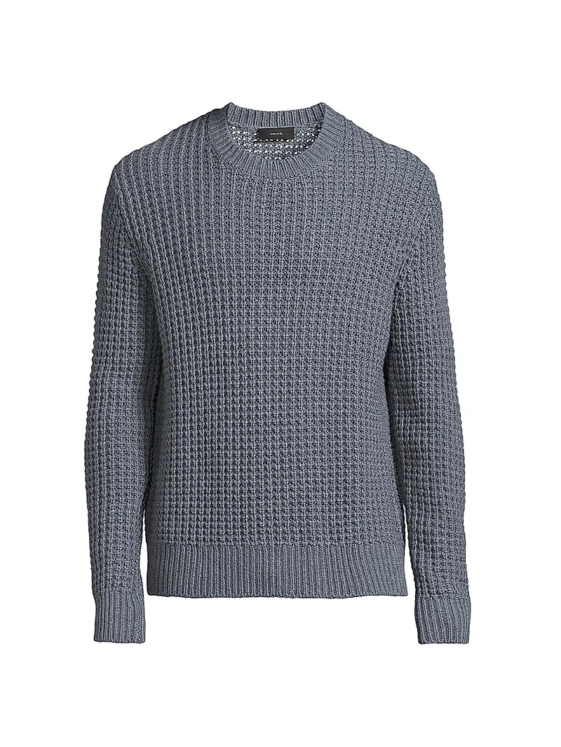Macro Waffle Knit Crewneck Sweater