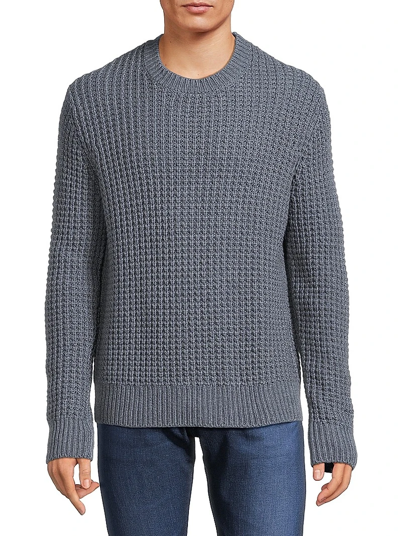Macro Waffle Knit Crewneck Sweater