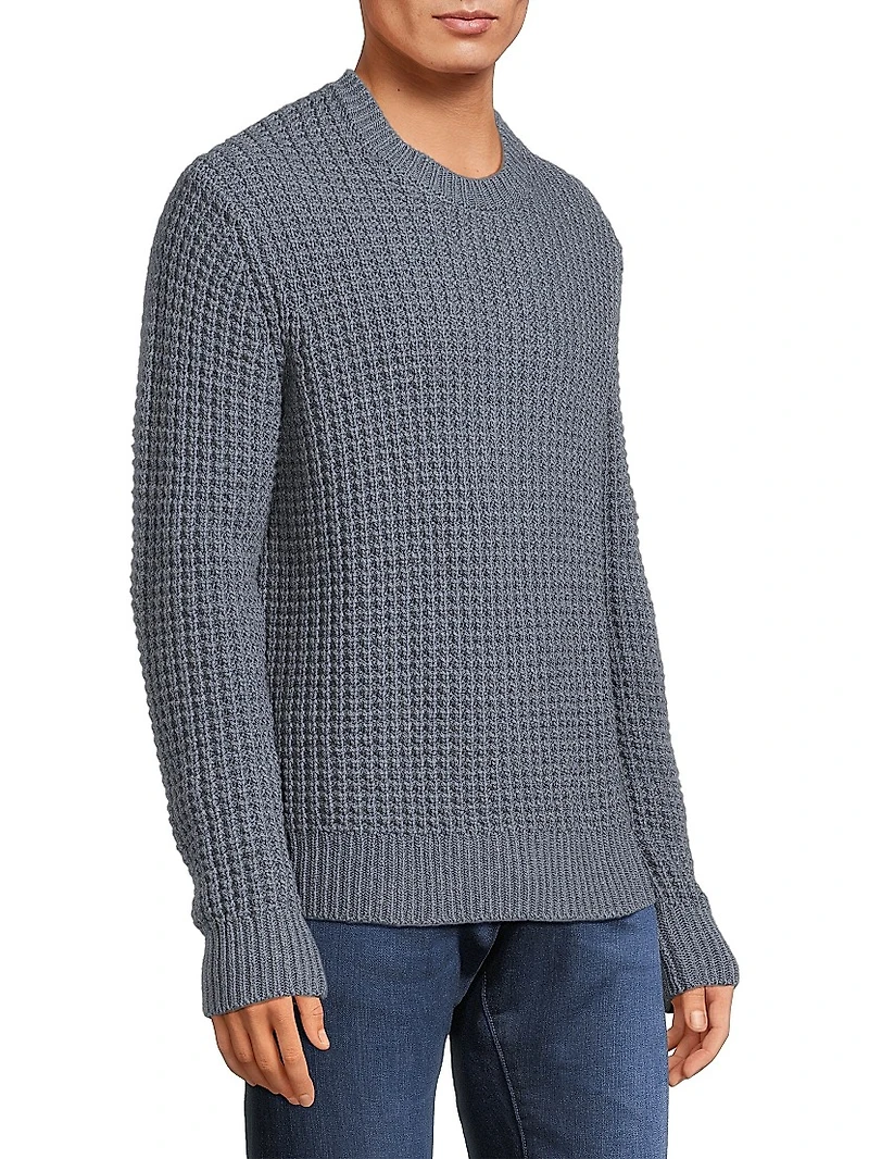 Macro Waffle Knit Crewneck Sweater