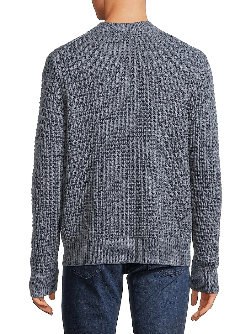 Macro Waffle Knit Crewneck Sweater