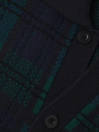 Plaid Wool-Cashmere Collar Cardigan