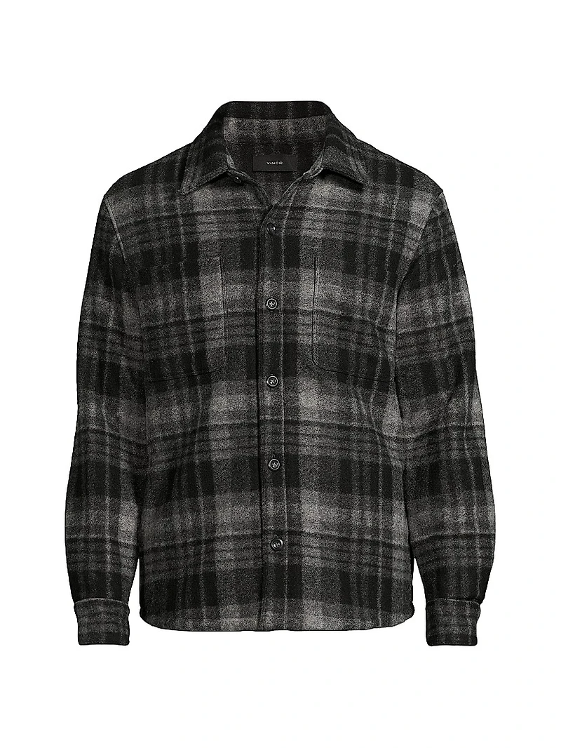 Faux Sherpa Lined Plaid Shirt Jacket