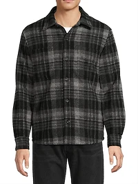 Faux Sherpa Lined Plaid Shirt Jacket