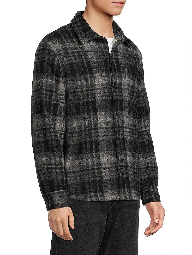 Faux Sherpa Lined Plaid Shirt Jacket