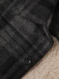 Faux Sherpa Lined Plaid Shirt Jacket
