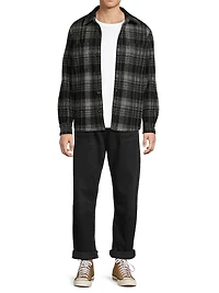 Faux Sherpa Lined Plaid Shirt Jacket