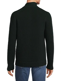 Wool Piqué Zip-Front Cardigan