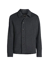 Houndstooth Wool-Blend Knit Jacket