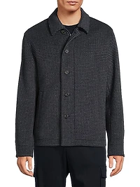 Houndstooth Wool-Blend Knit Jacket