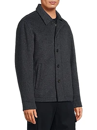 Houndstooth Wool-Blend Knit Jacket
