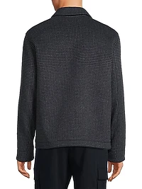 Houndstooth Wool-Blend Knit Jacket