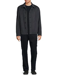 Houndstooth Wool-Blend Knit Jacket
