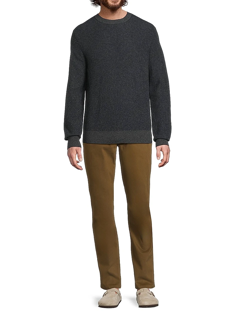 Geo Jacquard Long-Sleeve Crewneck Sweater