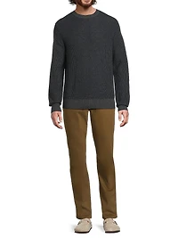 Geo Jacquard Long-Sleeve Crewneck Sweater