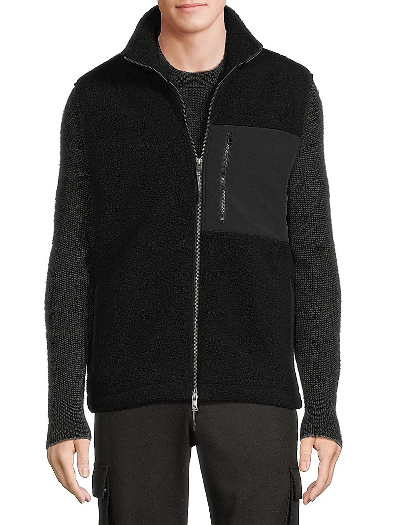 Faux-Sherpa Zip-Up Gilet