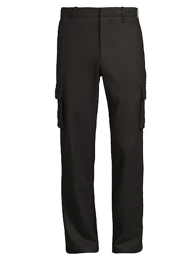 Wool-Blend Flannel Cargo Pants