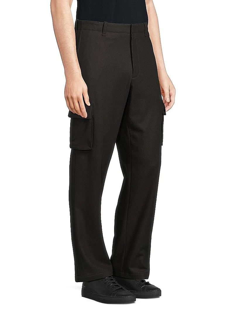 Wool-Blend Flannel Cargo Pants
