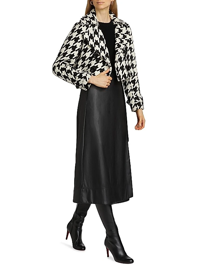 Ally Houndstooth Double-Breasted Jacket