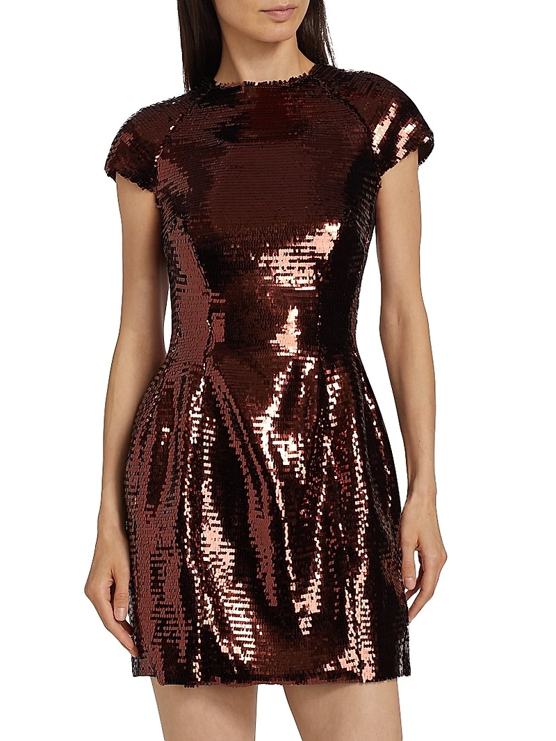Kristen Sequin Cap-Sleeve Minidress