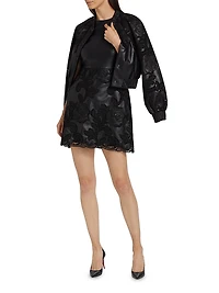 Demi Vegan-Leather Cap-Sleeve Minidress