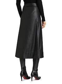 Beatrice Vegan Leather Wrap Midi-Skirt