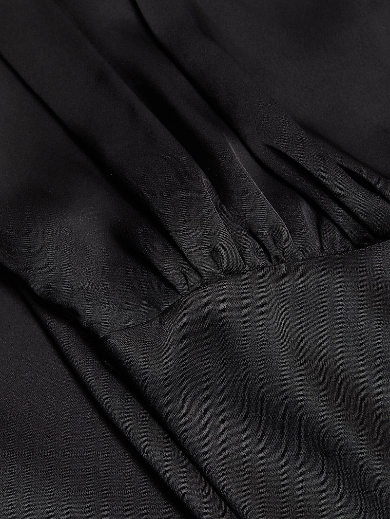 Rebecca Satin Long-Sleeve Midi-Dress