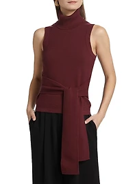 Celeste Rib-Knit Sleeveless Turtleneck Sweater