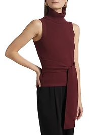 Celeste Rib-Knit Sleeveless Turtleneck Sweater