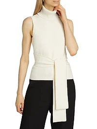 Celeste Rib-Knit Sleeveless Turtleneck Sweater