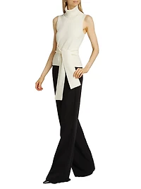 Celeste Rib-Knit Sleeveless Turtleneck Sweater