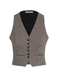Houndstooth Button-Front Vest