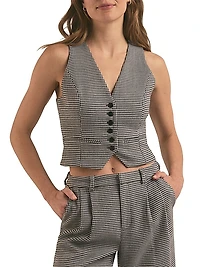 Houndstooth Button-Front Vest