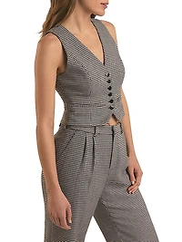 Houndstooth Button-Front Vest