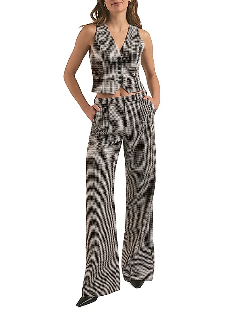 Houndstooth Button-Front Vest