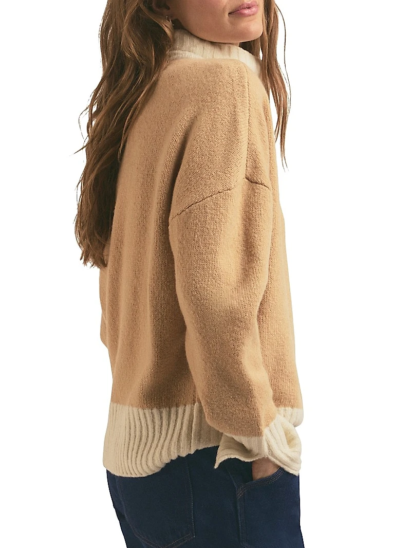 Andi Colorblocked Wool-Blend Turtleneck Sweater