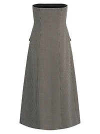 Phoebe Houndstooth Strapless Midi-Dress