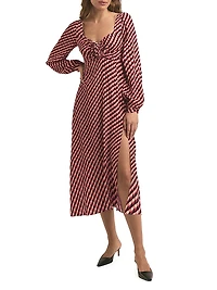 Vineyard Geometric Print Long-Sleeve Midi-Dress