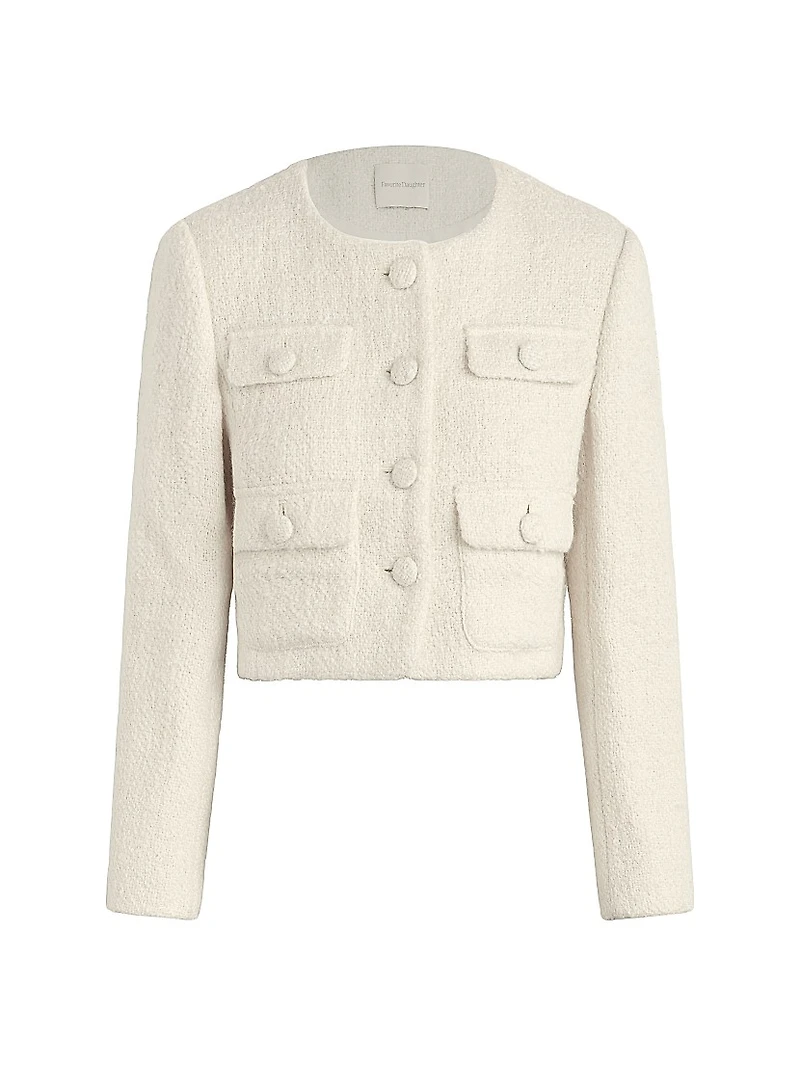 Emily Boucle Cropped Button-Front Jacket