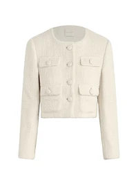 Emily Boucle Cropped Button-Front Jacket