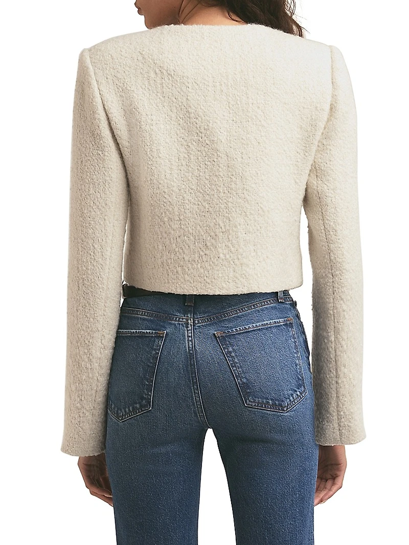Emily Boucle Cropped Button-Front Jacket