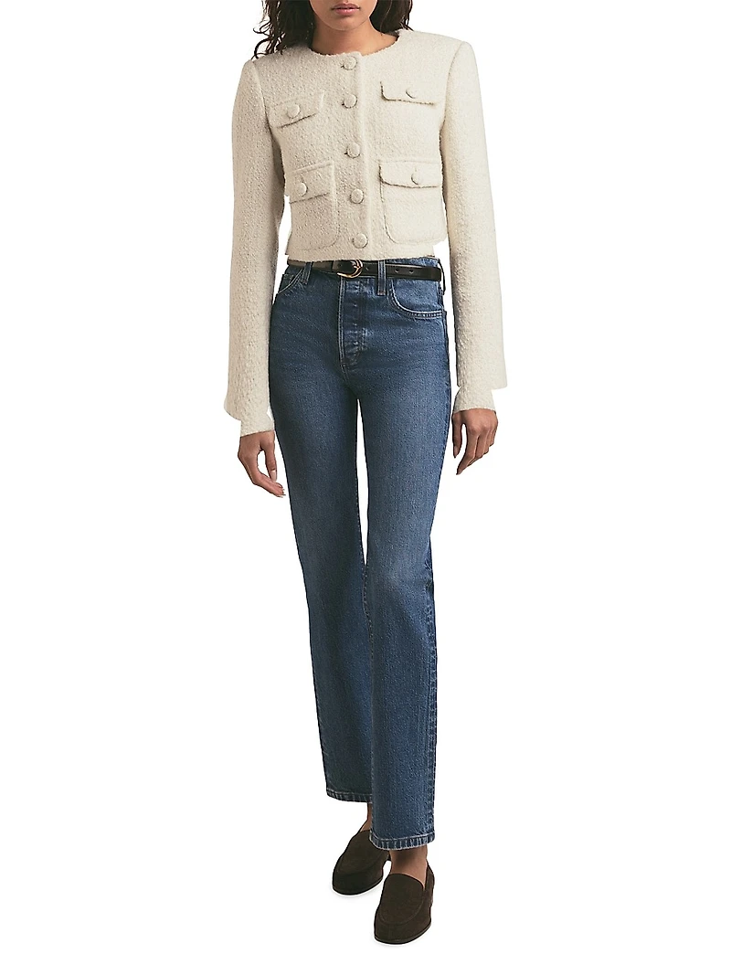 Emily Boucle Cropped Button-Front Jacket
