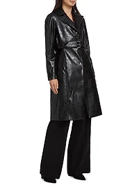 Katija Faux-Leather Single-Breasted Trench Coat