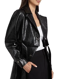 Katija Faux-Leather Single-Breasted Trench Coat