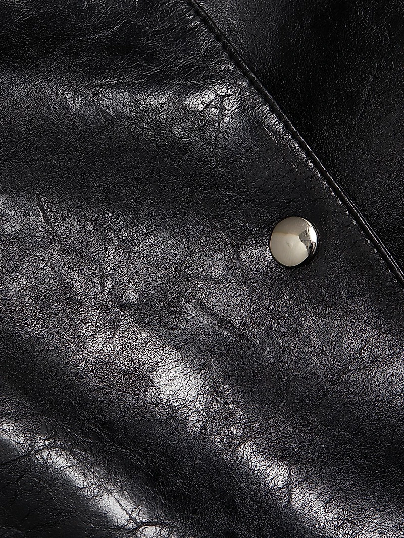 Katija Faux-Leather Single-Breasted Trench Coat