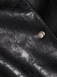 Katija Faux-Leather Single-Breasted Trench Coat