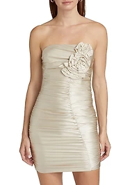 Tenley Floral-Appliquéd Silk Minidress
